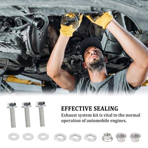 Image of 2.5 inch Exhaust Flange Gasket with 3 Exhaust Bolts Tool Set,Stainless Steel Exhaust Flange Repair Kit for Securing Exhaust System Component,Durable Car Accessories Exhaust Gaskets Kit (2.5 inch)