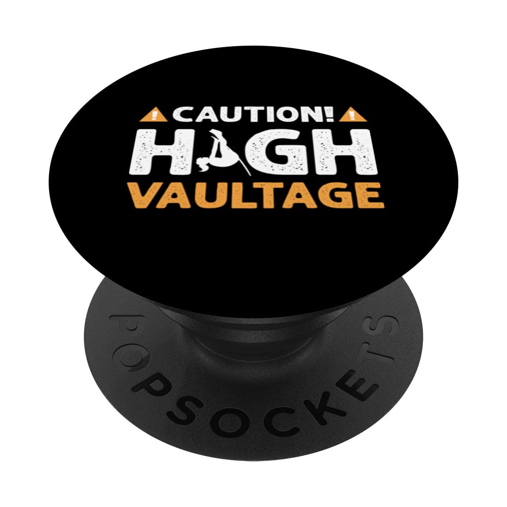 Caution! High Vaultage! Pole Jumping. Pole Vault PopSockets Swappable PopGrip, Black