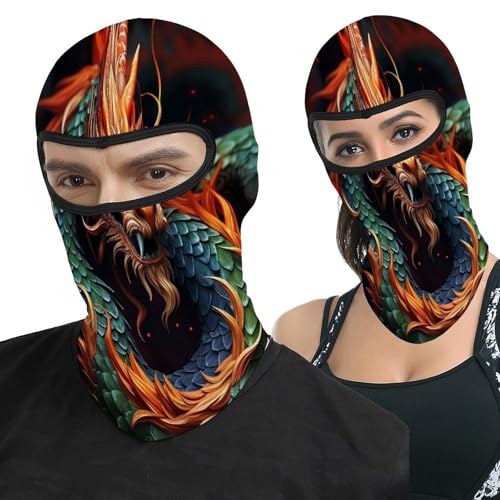 Pasamontañas para hombre y mujer con estampado de dragón chino, máscara térmica para la cara ideal para clima frío, motocicleta y esquí miniatura 1