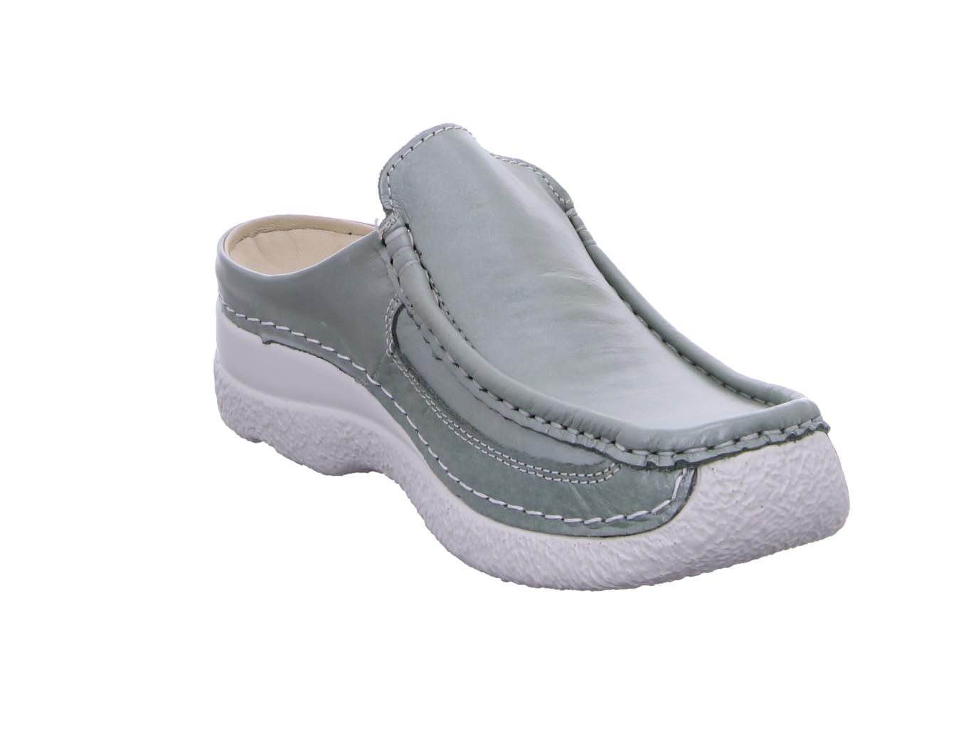 Wolky Clog Roll Slide 0620261-701, schimmerndes Glattleder, Grün, Fußbett zum Wechseln Grün
