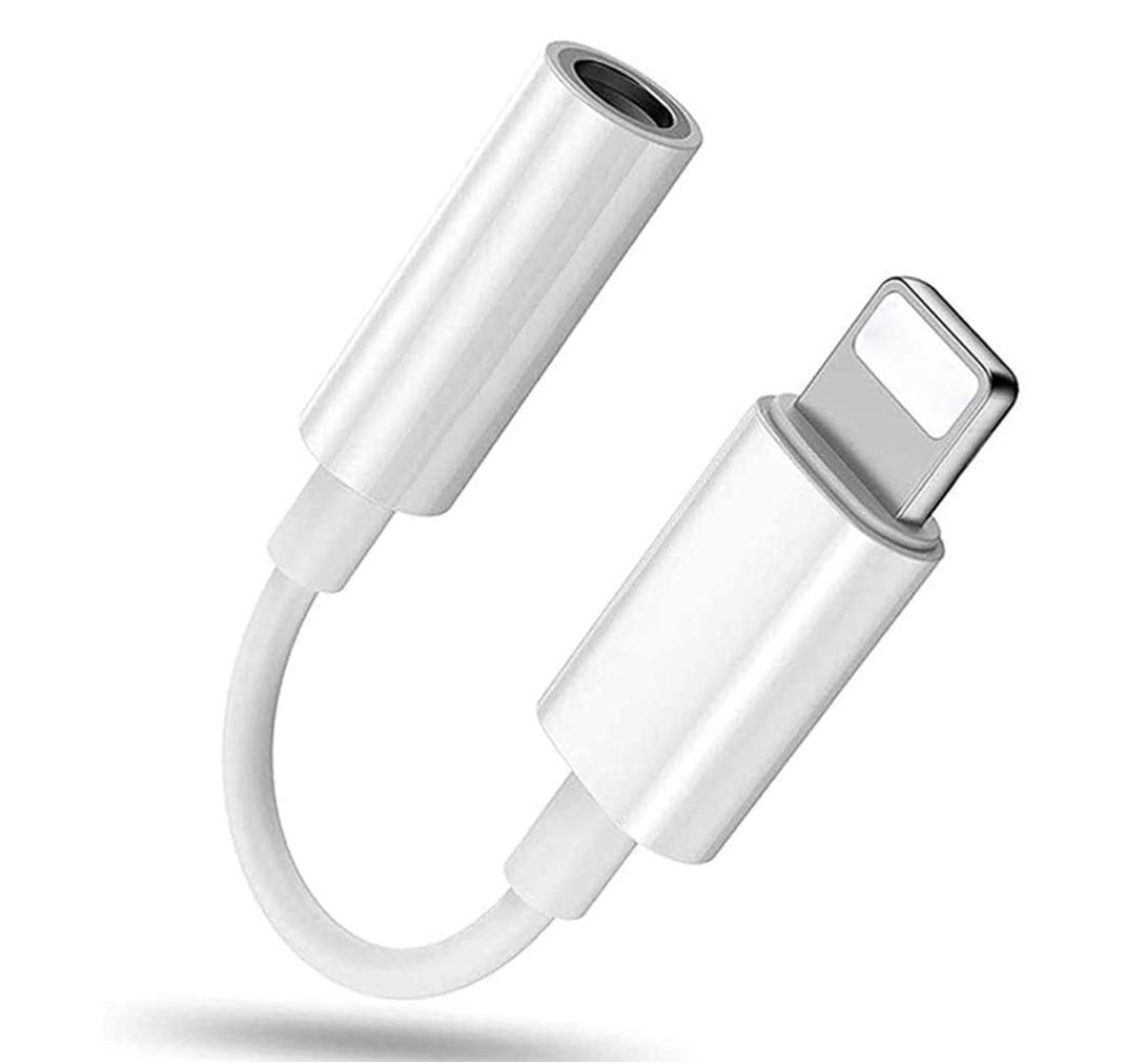 ELKY Headphone Adapter for iPhone Dongle, Aux Audio Adapter Lighting to 3.5mm Earphone Jack Adapter Stereo Connector Compatible for iPhone 12/11 Pro/X/XS Max/XR/8/8/7 Support all iOS systems-White