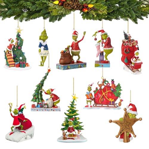 Byhsoep 10 Stück Grin-ch Weihnachtsschmuck,Grin-ch Weihnachtsbaum...