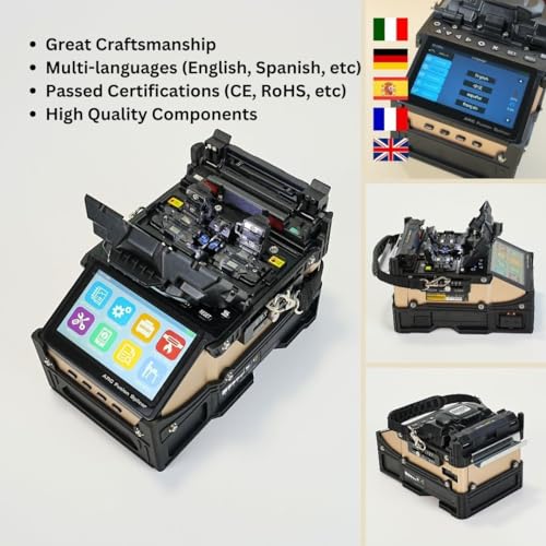 Image of SD-9 Optical Fiber Fusion Splicer with OPM and VFL Astonishing Fast 5s Splicing and 11s Heating, Fiber Splicer Machine Kit Core Alignment 6 Motors with 7200mAh Battery