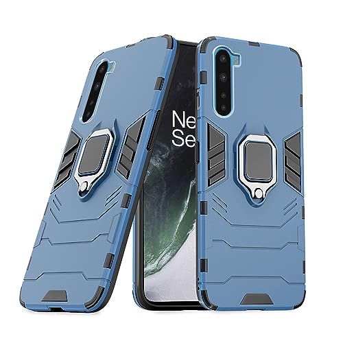 Image of Amazon Basics Back Cover for OnePlus Nord (2020)| 360 Protection Case| D5 Tough Armor Bumper Case (Blue)