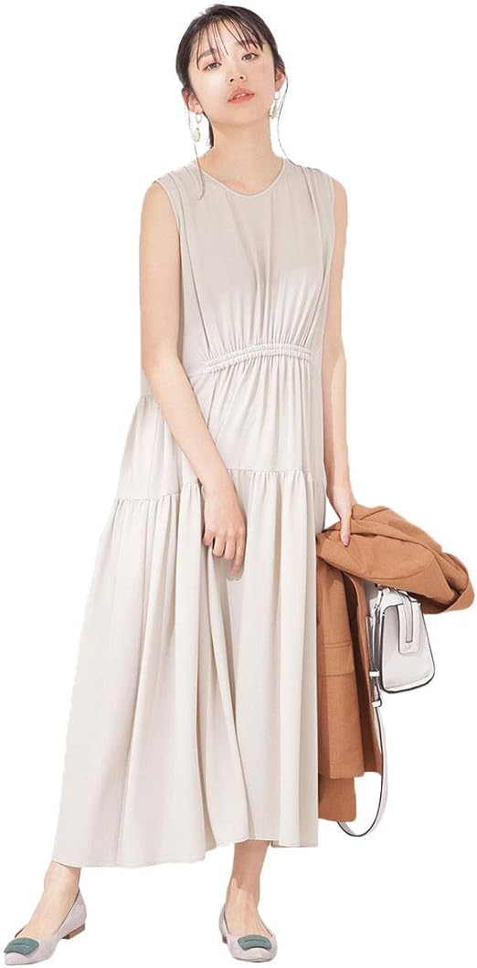 Amazon Co Jp ナノ ユニバース Nano Universe ギャザーマキシワンピース 36 ライトベージュ Nano Universe 服 ファッション小物