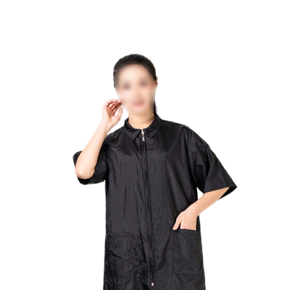 Solustre Nero Barber Zipper Jacket Professional Salon Smock Stylist Coat Zipper Hairdressing Cape Beauty Spa Guest Client Gown For Hair Stylists Barbers Groomers (Black M)