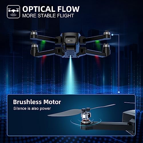 Drohne mit Kamera 4K HD für Anfänger,5G WiFi FPV RC Quadcopter mit bürstenlosem Motor,Übertragung 100m,3D Flips,Optical Flow,One Key Start/Landen,Faltbare Drone für Kinder Erwachsene,Schwarz – Bild 5