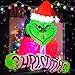 4.5ft Christmas Inflatable Outdoor Decorations Grinchmas Broke Out from Window with Built-in LED Rotating Lights Blow Up Inflatable for Christmas Decoration Indoor Yard Lawn Garden Xmas Decor