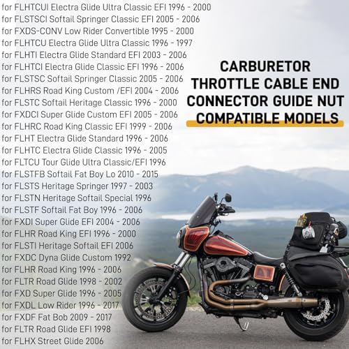 Image of Jerbor Upgraded Throttle Cable Ferrules & Guide Nuts for Harley Davidson Road King, Electra Glide, Wide Glide, Fat Bob 1996-2017, Copper Carburetor Cable Ends, Replacement for 5650876