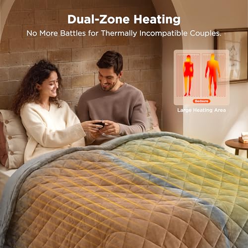 Image of Bedsure Electric Blanket King Size - Dual Control Heated Weighted Blanket King with 10 Heat Settings, Fast Heating with 10 Time Settings (100x90 inches, Formal Gray)