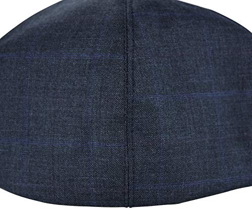 Men's Thick Cotton Summer Newsboy Cap SnapBrim Ivy Driving Stylish Hat (Navy Check-4023, S/M) - Thumbnail 2