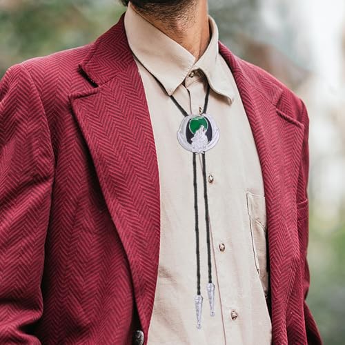 Image of HUABOLA CALYN Bolo Tie for Men Women, Native American Rodeo Cowboy Turquoise /Scorpion /Tiger Eye /Black Agate Leather Necktie