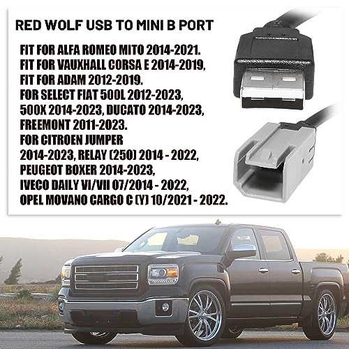 RED WOLF USB Adapter Cable Interface Radio Retention Adaptor Lead for 2014-2022 Fiat 500 Alfa Romeo Mito Vauxhall Corsa E Adam Peugeot Boxer Retain OE USB Plug for Aftermarket Stereo Head Unit - Image 4