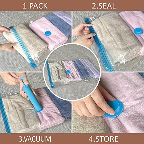 Image of Roomimaster Vacuum Storage Bags,10 Small Space Saver Bags Vacuum Seal /Sealer Bags With Pump For Clothes,Comforters,Blankets,Bedding,Pa+Polyethylene,White