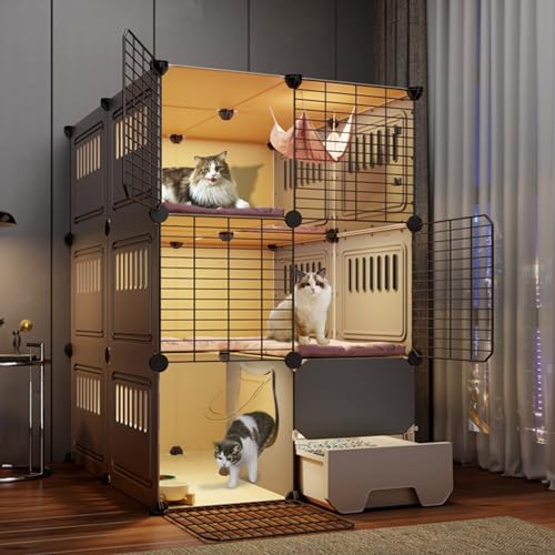 Cage pour animaux de compagnie résistant aux griffures avec bac amovible