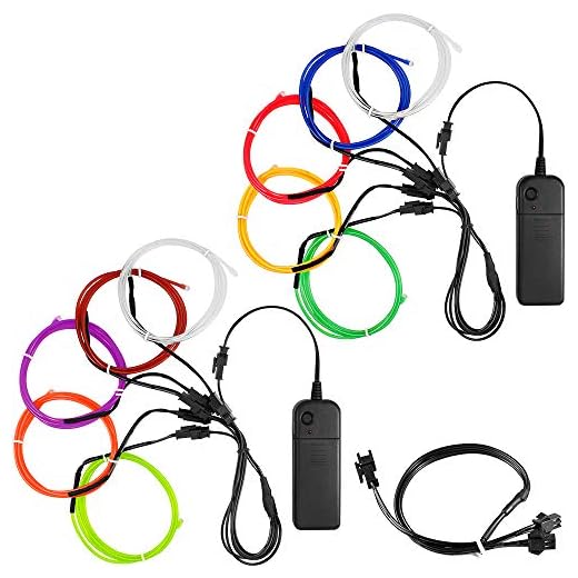 10 chollos de Amazon 3 YuCool 10 Pack 3ft Portable EL Wire, luz de neón para la decoración de la fiesta de Navidad de Halloween Mejoras para el hogar - 10 colores