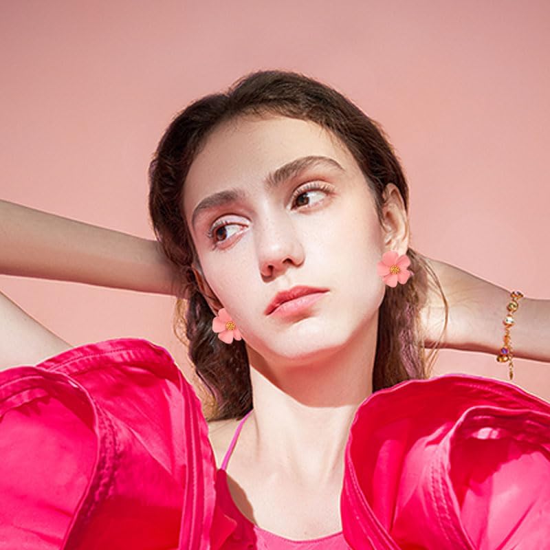 Coadipress Boho Flower Stud Earrings for Women - Unique Colorful Daisy Shaped Earrings - Bohemian Chic Statement Floral Jewelry Gift - Image 2