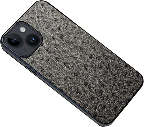 Étui en cuir pour iPhone 14 Plus gris de protection mince