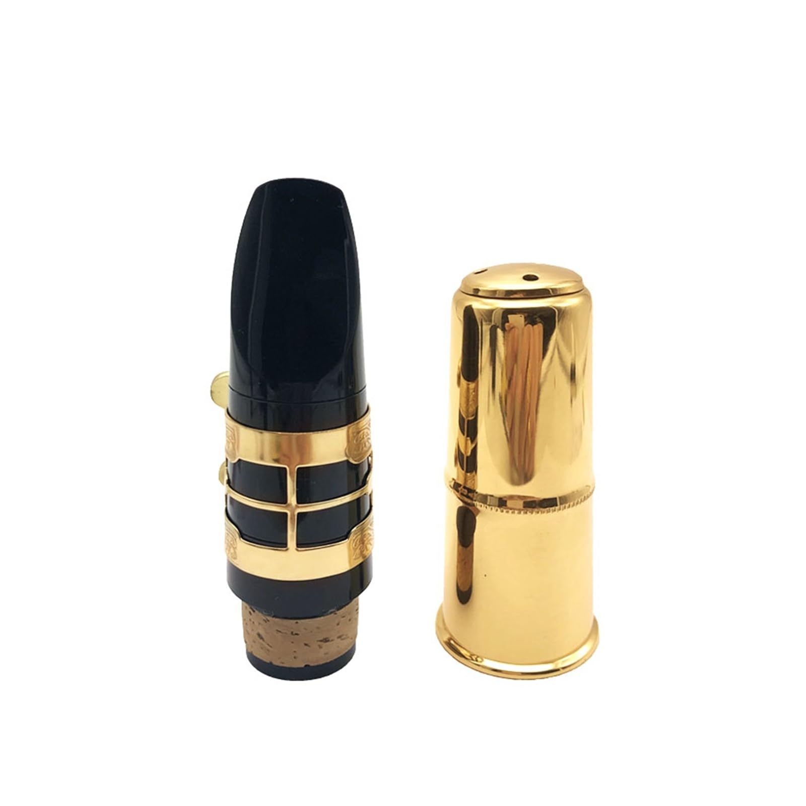 clarinete accesorios instrumentos Boquilla De Clarinete Plano Bb, Conjunto Dorado De Cuatro Piezas, Boquilla, Tarjeta De Metal, Tapa De Anillo De Cobre, Accesorios Para Clarinete De Lengüeta