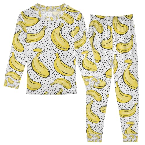 senya Simple Line Yellow Banana Pajamas Set Long Sleeve Soft Cotton Sleepwear 2 Piece