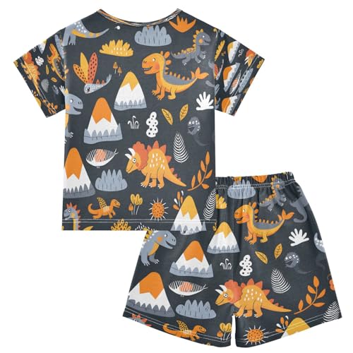 senya Short Sleeve Pajamas Sets Summer Cotton Sleepwear Cute Dinos Mountain2