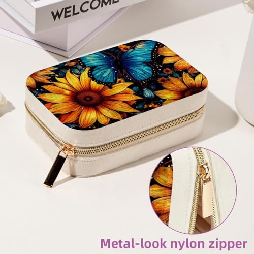 Étui bijoux compact motif floral à compartiments modulables - 7