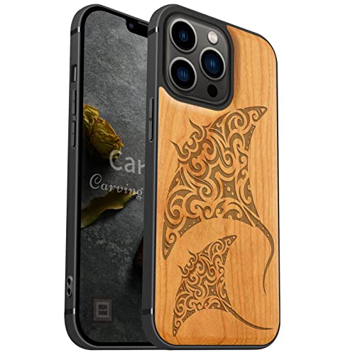 Coque iPhone 13 Pro compatible MagSafe étui antichoc silicone TPU et bois de cerisier