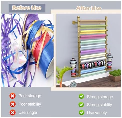 Store Display Rack Wall Mounted Storage Rack,Ribbon Scarf Storage Organizer Holder, Clothing Retail Stores Hanging Shelf,for Flower Shop, Wall Mounted Ribbons Rack Craft Room Gift Wrapping P image 5