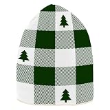 Chapeau de bûcheron vert et blanc pour adultes et adolescents avec doublure en polaire chaude et coupe vent, Sapin de Noël vert et blanc à carreaux, 0 8