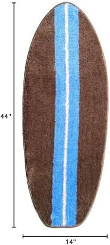 Miniatura 2 de Alfombra en forma de tabla de surf marrón y azul de 44 pulgadas, lavable a máquina