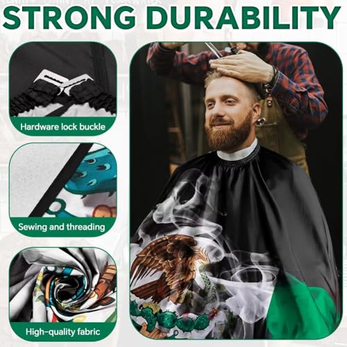 Capa profesional para corte de cabello con diseño de bandera mexicana miniatura 2