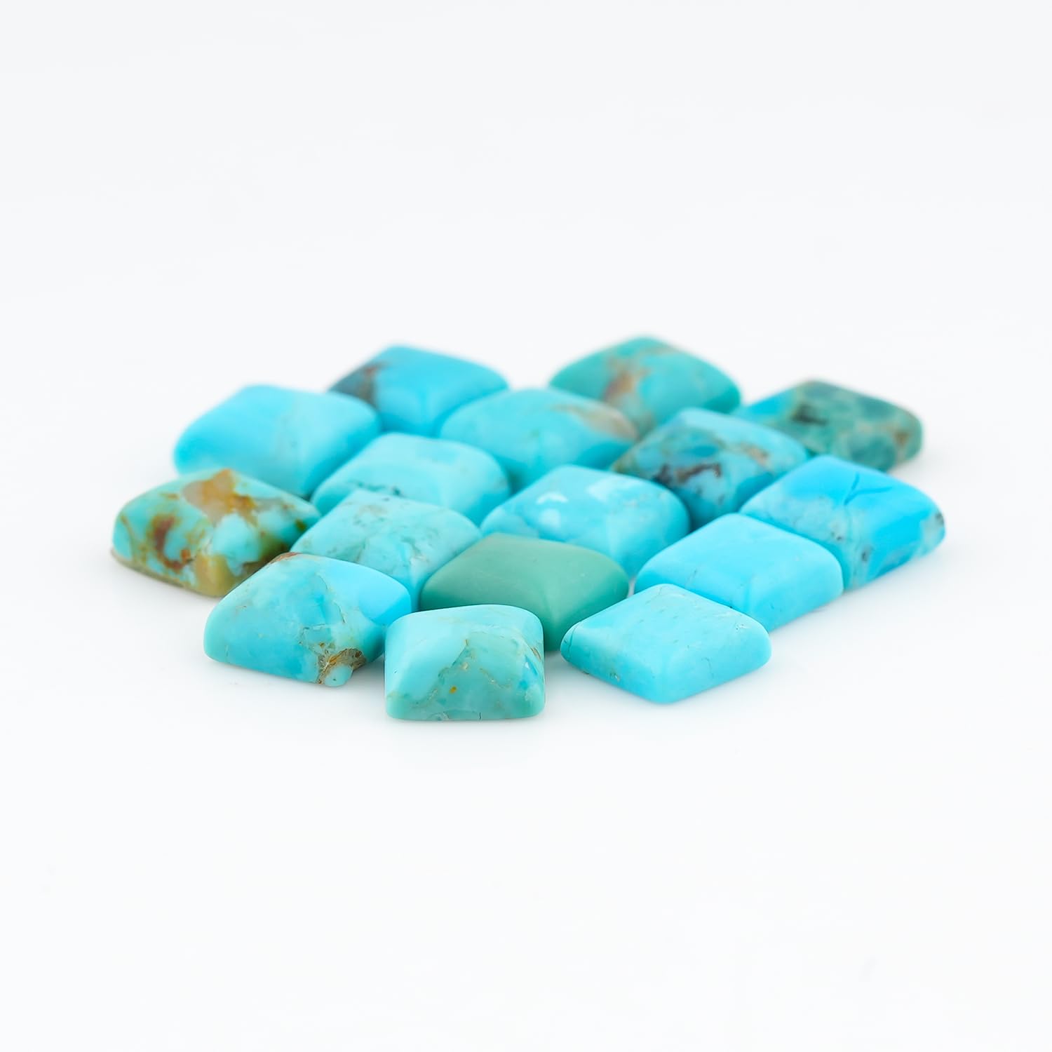 ColouredRocks (13-15 pcs. A++ NEVADA TURQUOISE, Square Shape, Natural Cabochon Crystals, Loose Gemstone, Wholesale Polished Supply, Jewelry Making, DIY Craft, Gem Collection (5-6 mm free size) - Image 4