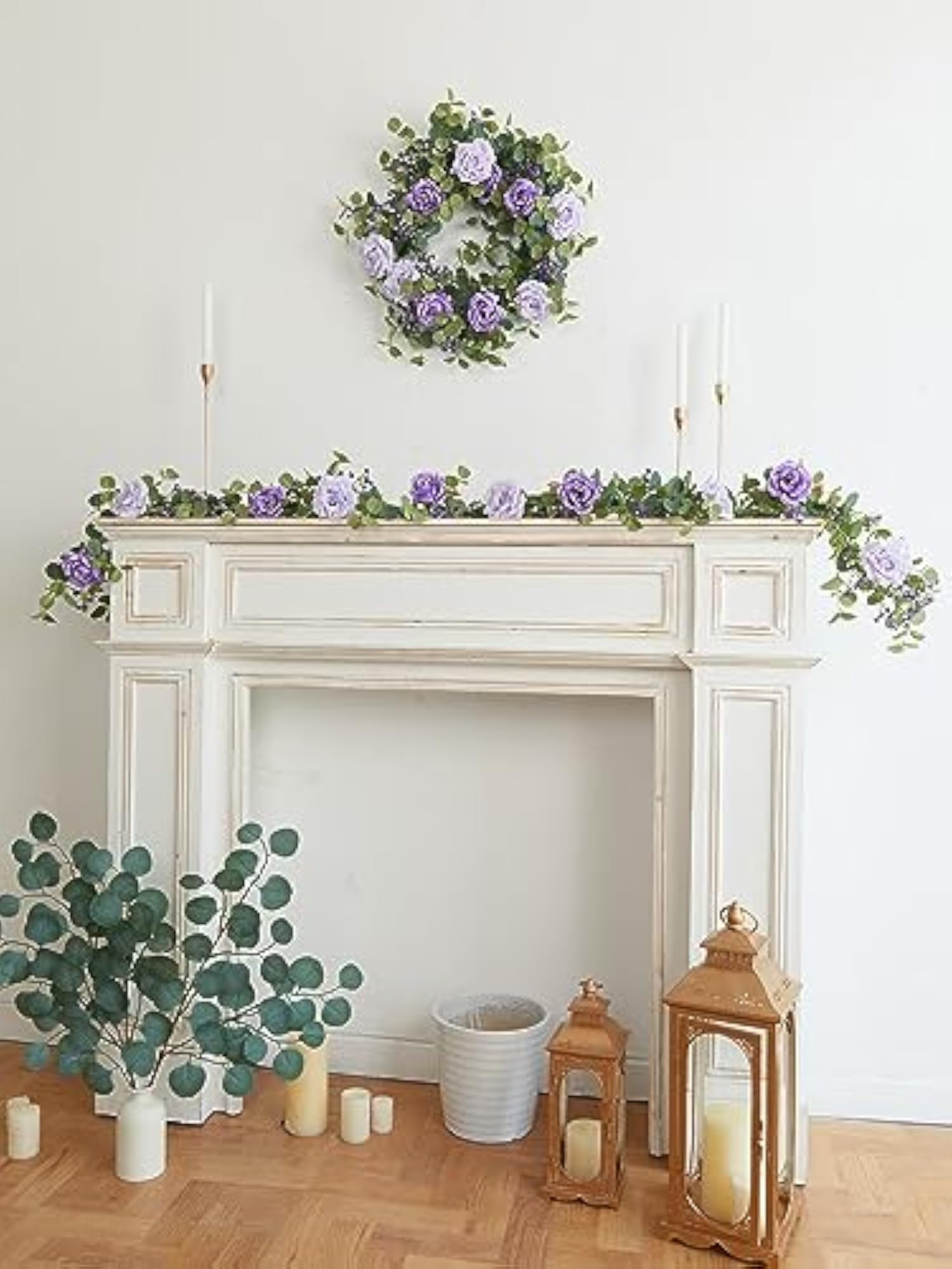 Artificial Eucalyptus Garland with Flowers, Wedding Decor