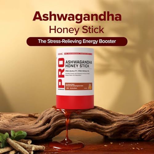 Image of GNC Ashwagandha Honey Stick | Powerful Ayurvedic Adaptogen Formulation for Stress Relief, Energy & Recovery | With Ashwagandha & Honey | 30 Servings | Caffeine-Free | Vegetarian | 80g