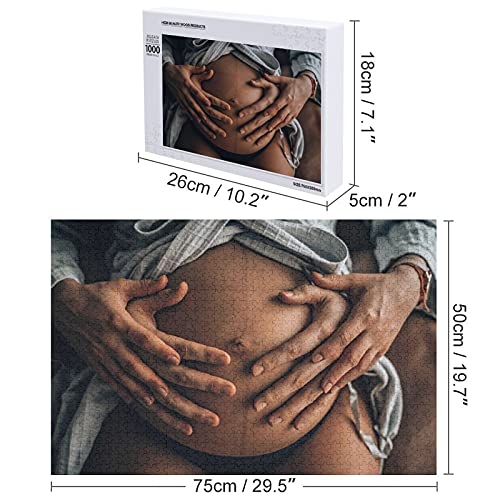 Houten puzzel 1000 PCS voor volwassenen en kinderen,Grappige ouders handen op zwangere buik moeilijke uitdaging… - Image 4