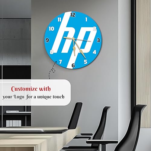 Image of SAVRI Personalized Corporate Photo Wall Clock 12x12 Inch -Company Logo Printed Acrylic Clock | Business Branding, Office,Corporate Awards,Employee Recognition & Client Gifting