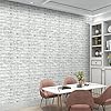 Lifetree Brick Effect Self Adhesive Wallpaper, Sticky Back Plastic Roll Vinyl, Peel and Stick Wallpaper Suitable for Living Room, Kitchen, Bedroom, 44.5 * 300cm, White/Grey #1