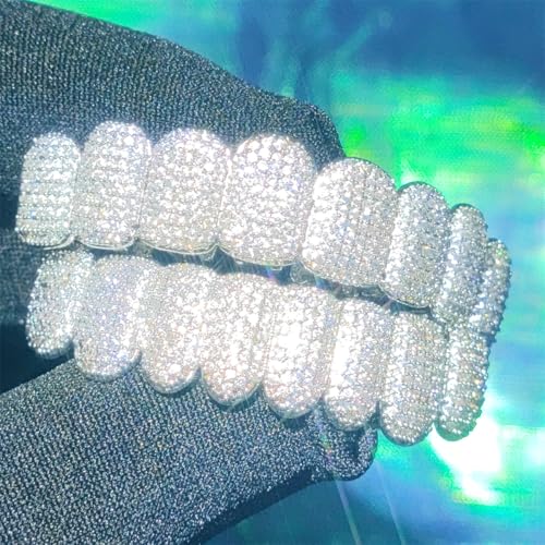 Gold Teeth Grillz Hip Hop Punk Style Copper Plated 18K Gold Inlaid Gorgeous shine Zircon Teeth Grilz Grills Orthodontics Halloween Night Party Shining Choice Numerous zircons3