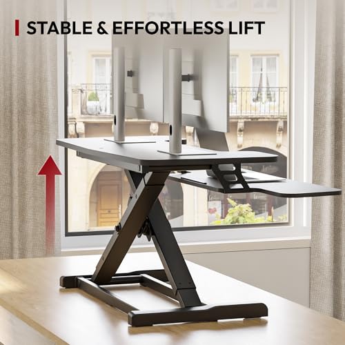 SANODESK 36" Spring-Lift Standing Desk Converter with Dual-Monitor Keyboard Tray — view 6