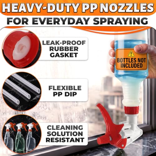 Image of 12 Pcs Spray Bottle Nozzle Replacement Pack - Heavy Duty Leak-Proof Trigger Sprayer for Cleaning Crews, Garden, Pet Care, Auto Detailing & Kitchen - Fits 8, 16, 24, 32 oz Bottles, 28-400 Thread (Red)