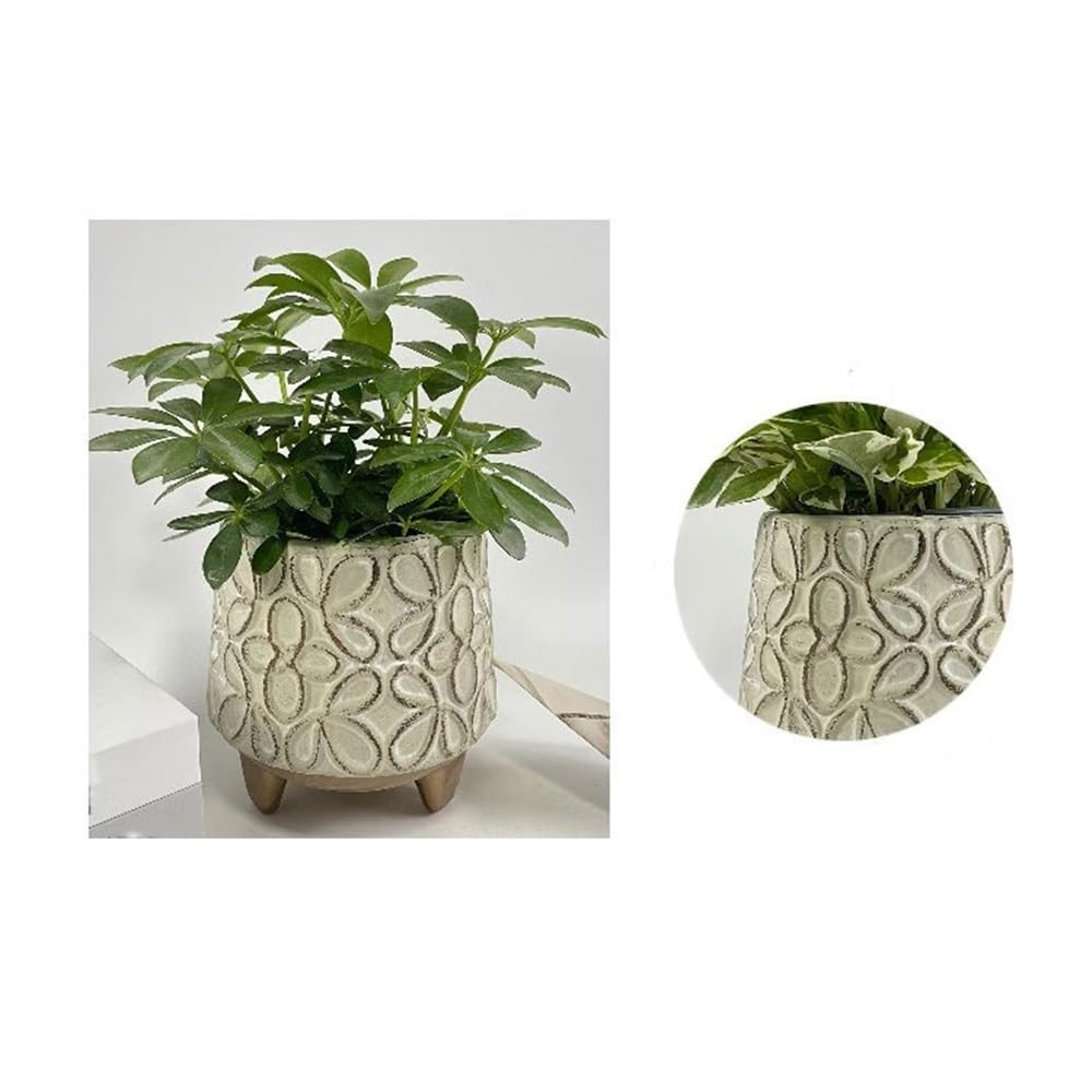 macetas para plantas Okrągła doniczka na krótką stopę, z kwiatowym wzorem, ceramiczna donica otworem drenażowym, do dekoracji salonu sypialni