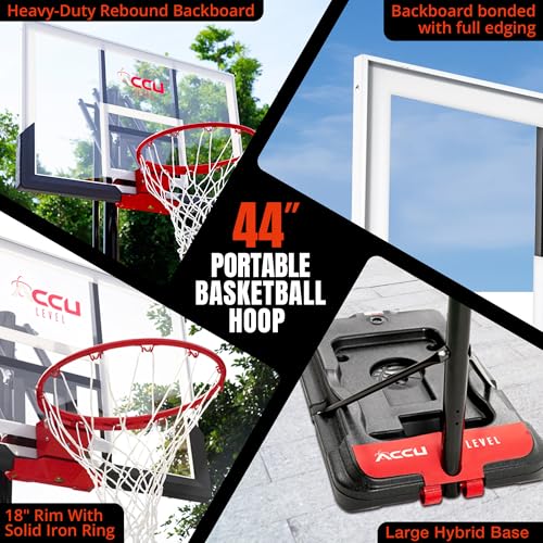 Image of Basketball Hoop 4.7-10ft Adjustable Portable Basketball Goals System with 44-48 Inch Angle Adjustable Backboard, for Youth and Adults Outdoor Indoor Use