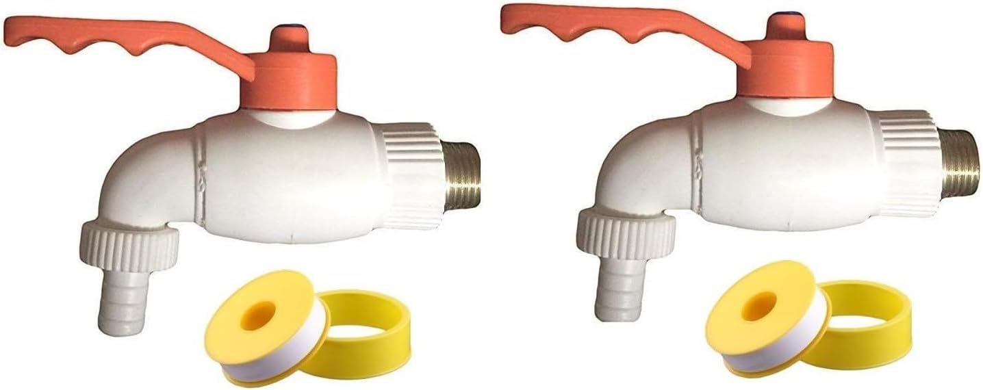 PVC Heavy Garden Nozzle Tap/Outdoor Tap Bib Tap Faucet with Teflon Tape(2pcs) Suitable for Washing Machine and Watering in Garden Bib Tap Faucet