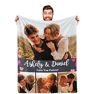 DayOfShe Personalized Blankets for Couples Photo Blankets for Girlfriend Boyfriend, Custom Blankets Flannel Blanket for…