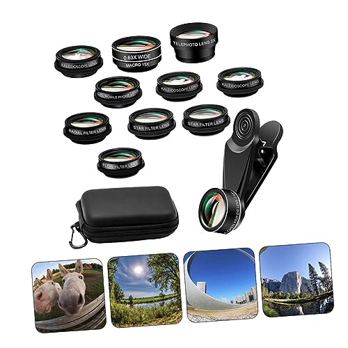 HEMOTON 1 Set 10 Mobile Phone Lens Set Fisheye Lens Phone Macro Lens Phone Photo Lens Universal Mobile Phone Lens Phone Lens Kit Zoom Wide Angle Aviation Aluminum Alloy Camera
