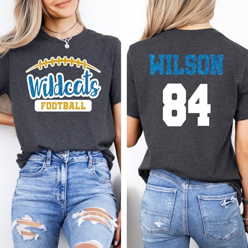 Custom Glitter Football Shirt for Women, White, 3X-Large, Short Sleeve, Game Day Shirts2