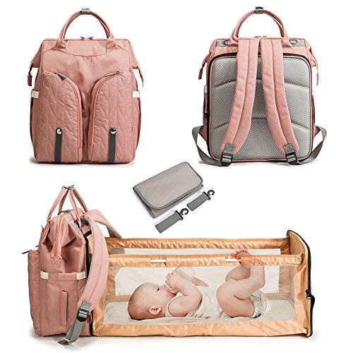 SEMSOIIO Bolsas de pañales para bebés y niños, bolsa de pañales plegable, bolsa de cambiador, para niños pequeños, color rosa