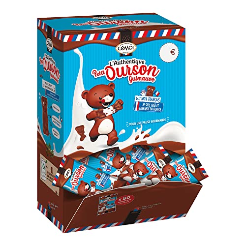 Cémoi - Distributeur L’Authentique Petit Ourson Guimauve, Chocolat au Lait – Fabriqué en France, 80 Pièces (920g)