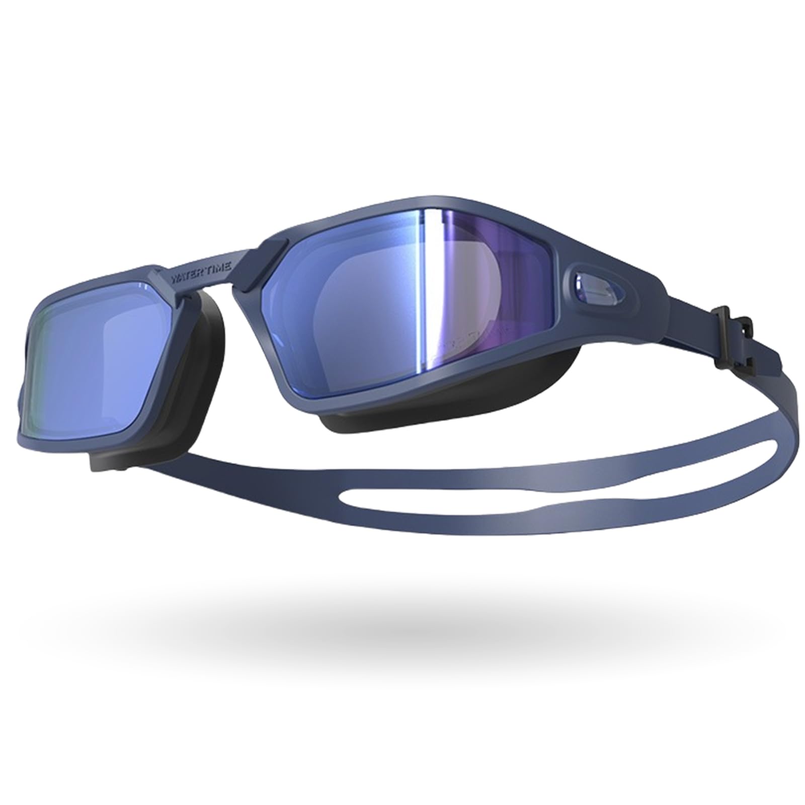 WATER TIME Polarized Swim Goggles – Curved Lens for 180° View, Anti‑Glare, Soft Silicone Seal, Ideal for Pool & Open Water，Unisex Adults Youth, Blue