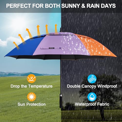 Image of G4Free 47 /54 /62 /68 Inch UV Protection Golf Umbrella Auto Open Vented Double Canopy Oversize Extra Large Windproof Sun Rain Umbrellas